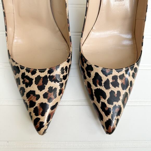 Manolo Blahnik Leopard Print Patent Leather Stiletto Pumps Heels 39.5 90mm - Picture 3 of 11